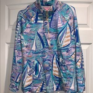 Size Medium Lilly Half Zip pull Over w/ sailboats